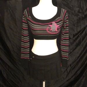 Rare Vintage Lip Service Reversible Crop Top Striped Sweater